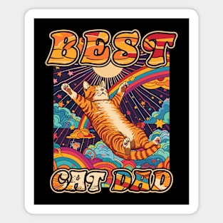 Best Cat Dad 60s 70s Hippie Aesthetic Cat Lover Magnet